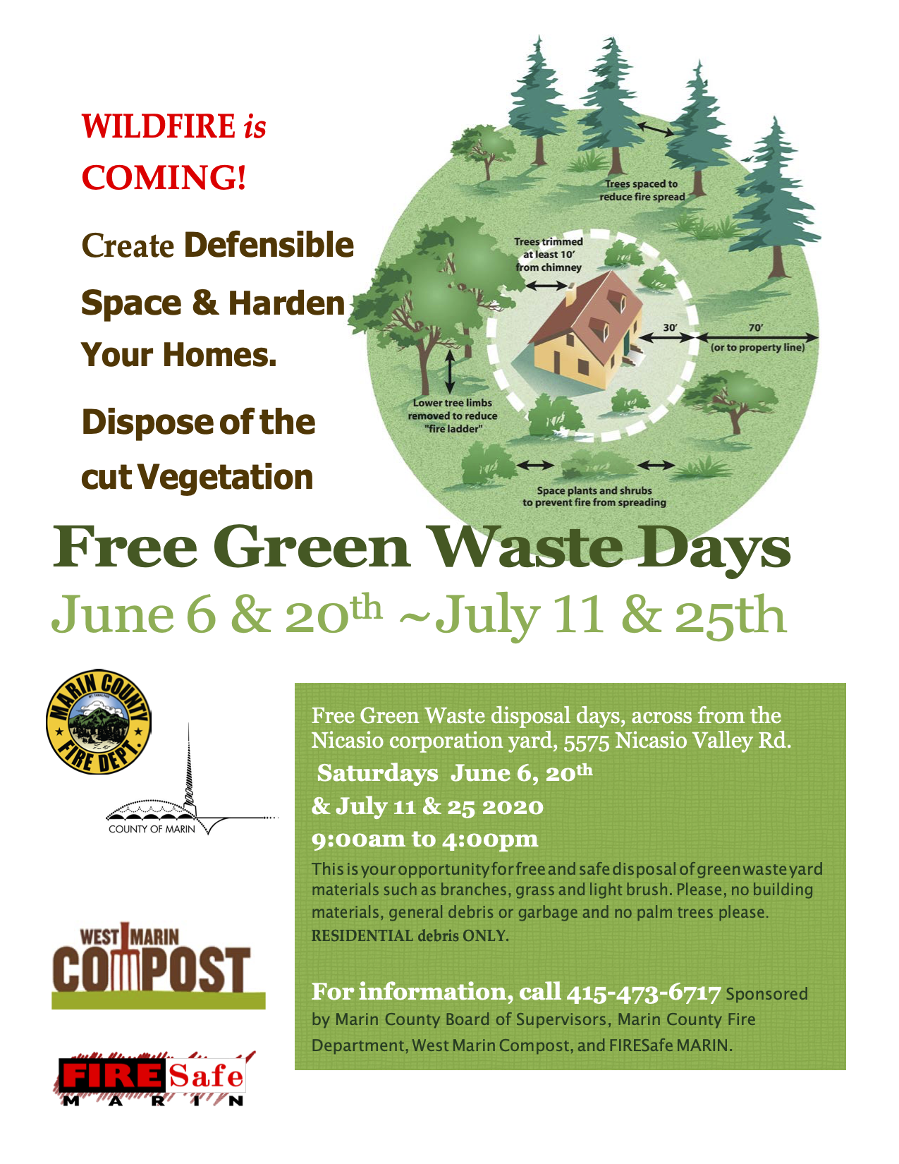 Wildfire Safety inar June 10 at 530 PM San Geronimo Valley Emergency Readiness Group